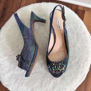 Alex Marie Marla Iridescent Peep Toe Embellished Kitten Heels sz: 7 NEW